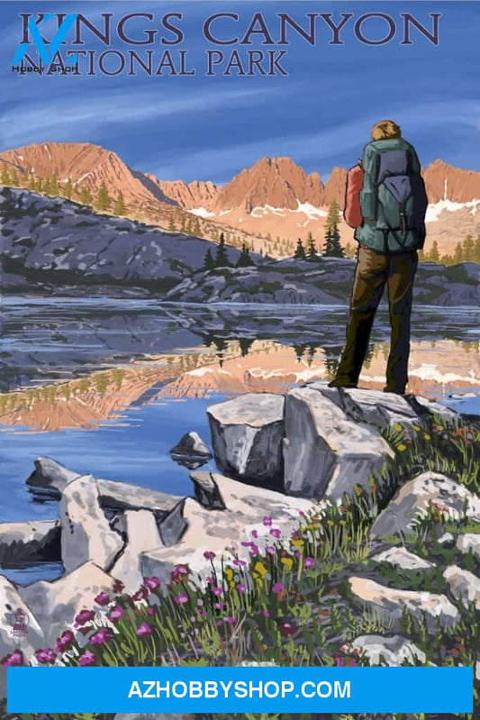 Kings Canyon National Park California Hiker And Lake