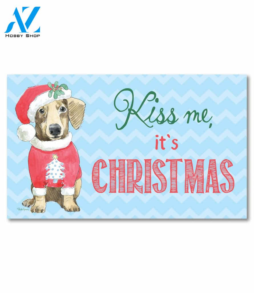 Kiss Me Christmas Dachshund Doormat - 18" x 30"