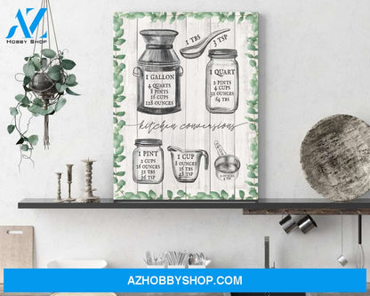 Kitchen conversions - Matte Canvas (1.25"), gift for you, gift for her, kitchen art, kitchen decor, conversions canvas