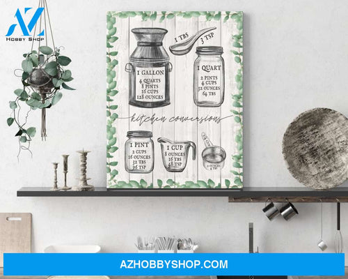 Kitchen conversions - Matte Canvas (1.25"), gift for you, gift for her, kitchen art, kitchen decor, conversions canvas