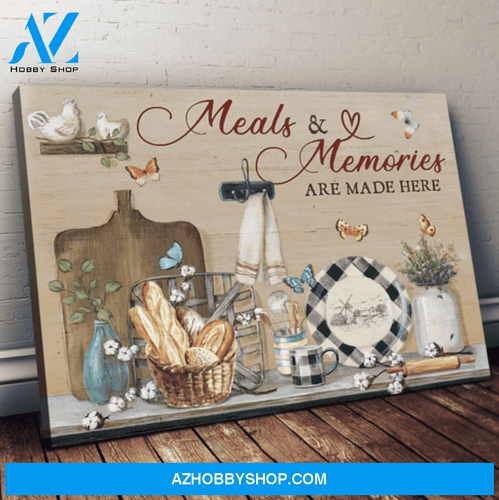 Kitchen Meals and Memories Are Made Here Butterfly Canvas And Poster, Wall Decor Visual Art