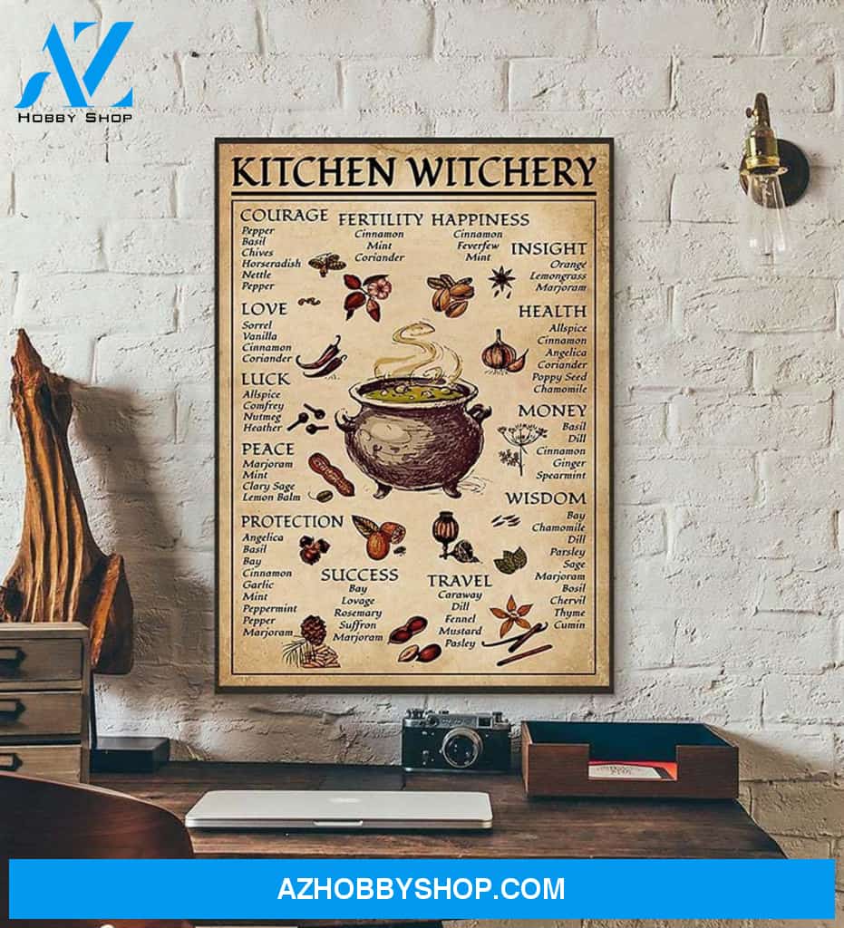 Kitchen Witchery Witches Magic Knowledge Halloween Kitchen Blessing Incense Signs for Home Poster Wall Art