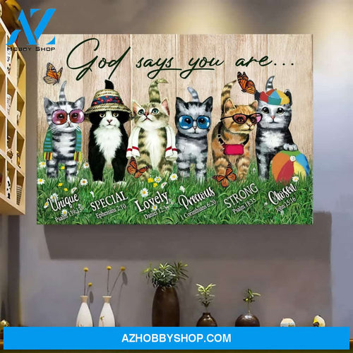 Kitties - God says you are - Jesus Landscape Canvas Print - Wall Art