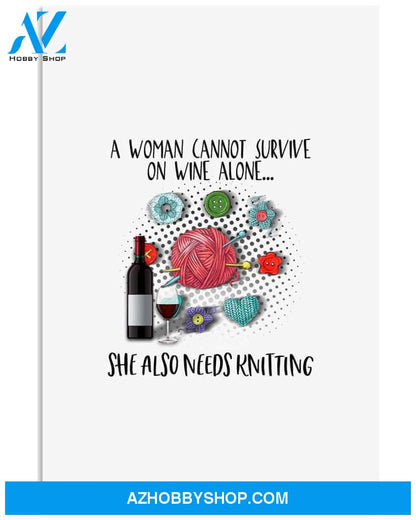 Knitting wine she needs poster