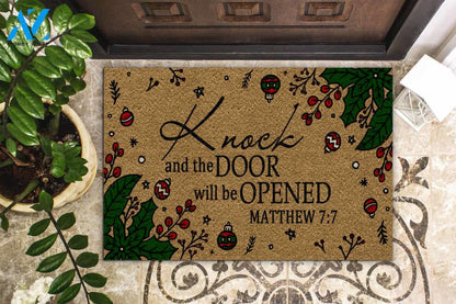 Knock And The Door Will Be Opened Bible Doormat | Welcome Mat | House Warming Gift
