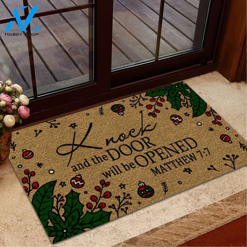 Knock And The Door Will Be Opened Bible Doormat | Welcome Mat | House Warming Gift
