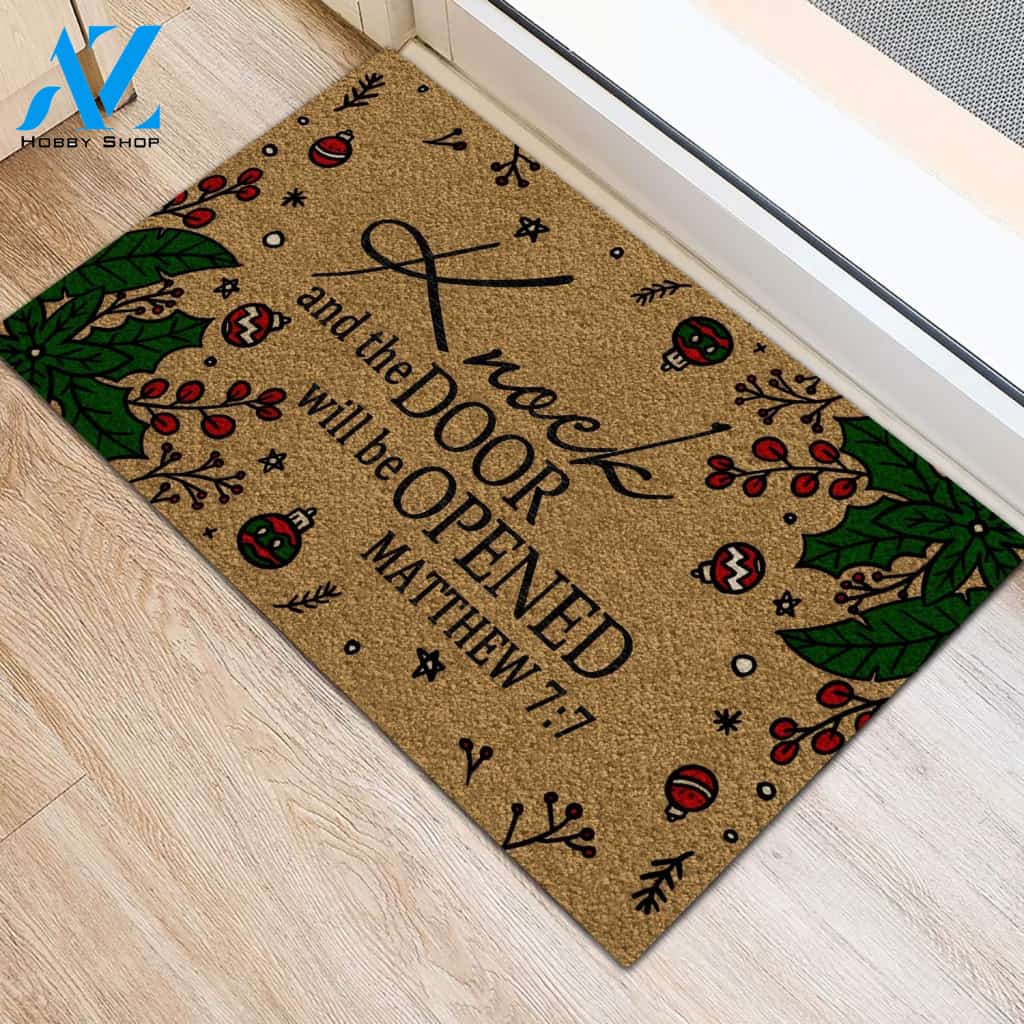 Knock And The Door Will Be Opened Bible Doormat | Welcome Mat | House Warming Gift