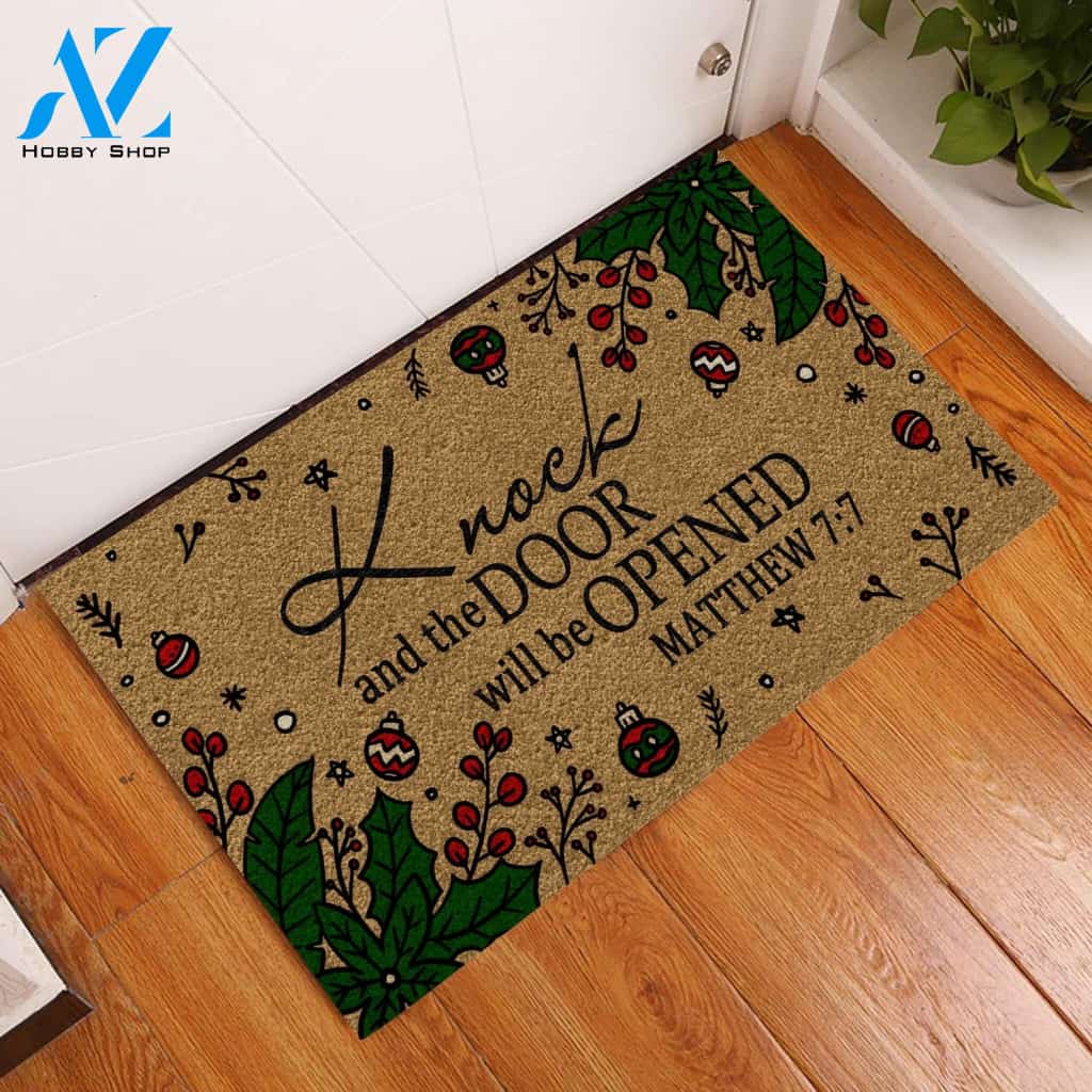 Knock And The Door Will Be Opened Bible Doormat | Welcome Mat | House Warming Gift