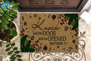 Knock And The Door Will Be Opened Bible Doormat | WELCOME MAT | HOUSE WARMING GIFT