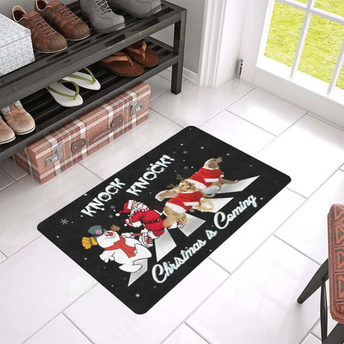 Knock Christmas Is Coming Golden Retriever Dog Lover Doormat Welcome Mat