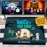Knock If You Dare | Trick And Treaters Welcome Here | Happy Halloween Personalized Doormat Family AP01