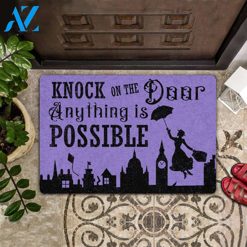 Knock On The Door Anything Is Possible Doormat | Welcome Mat | House Warming Gift | Christmas Gift Decor
