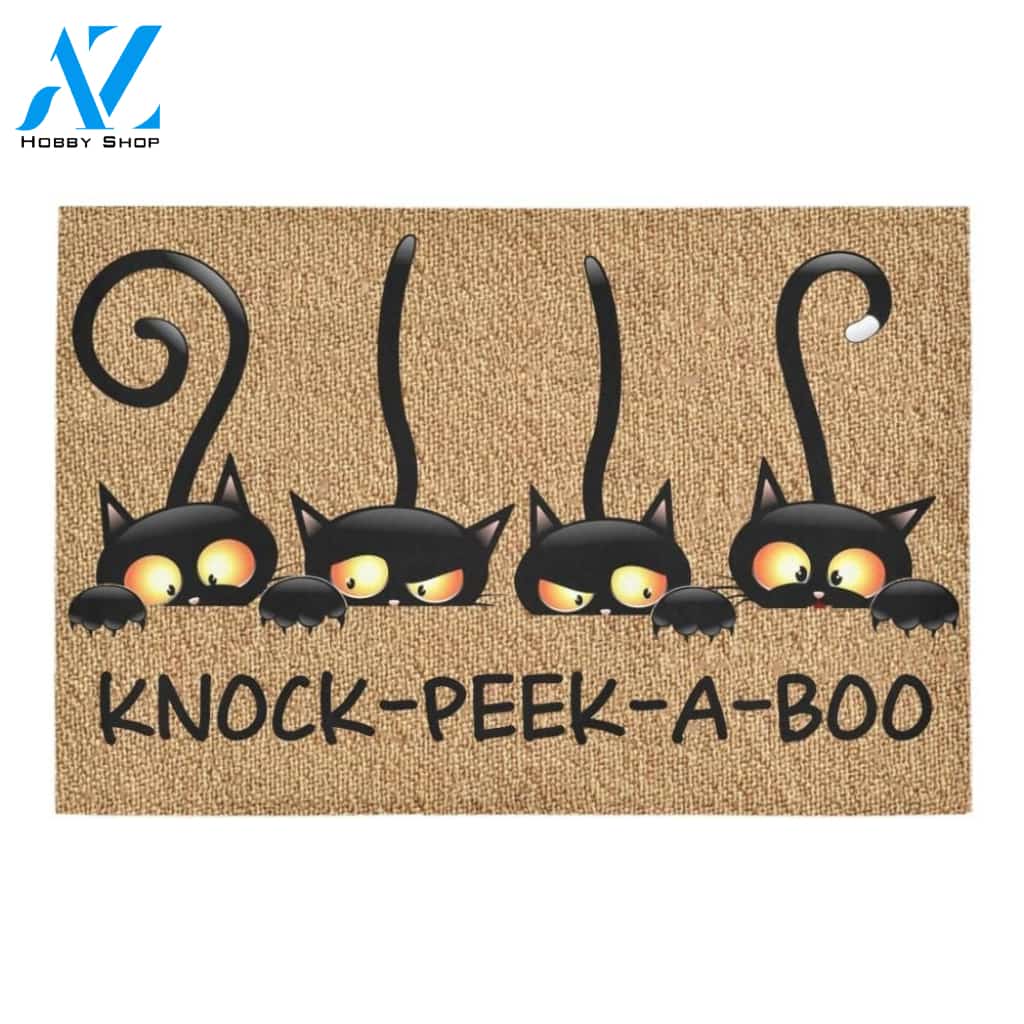 Knock Peek A Boo Cat Printed Doormat Home Decor