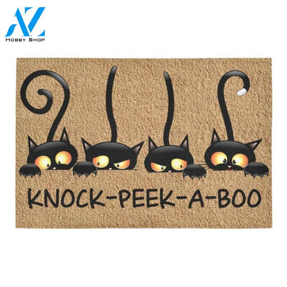 Knock Peek A Boo Cat Printed Doormat Home Decor
