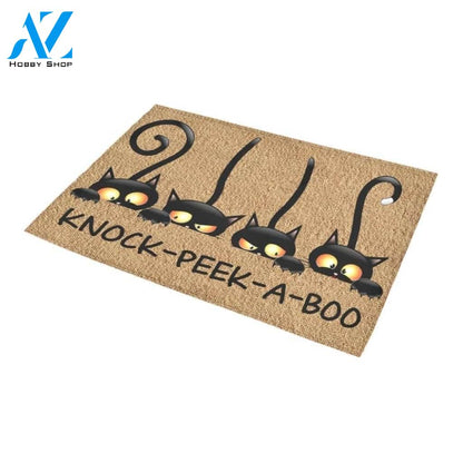 Knock Peek A Boo Cat Printed Doormat Home Decor