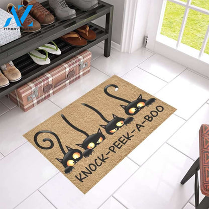 Knock Peek A Boo Cat Printed Doormat Home Decor