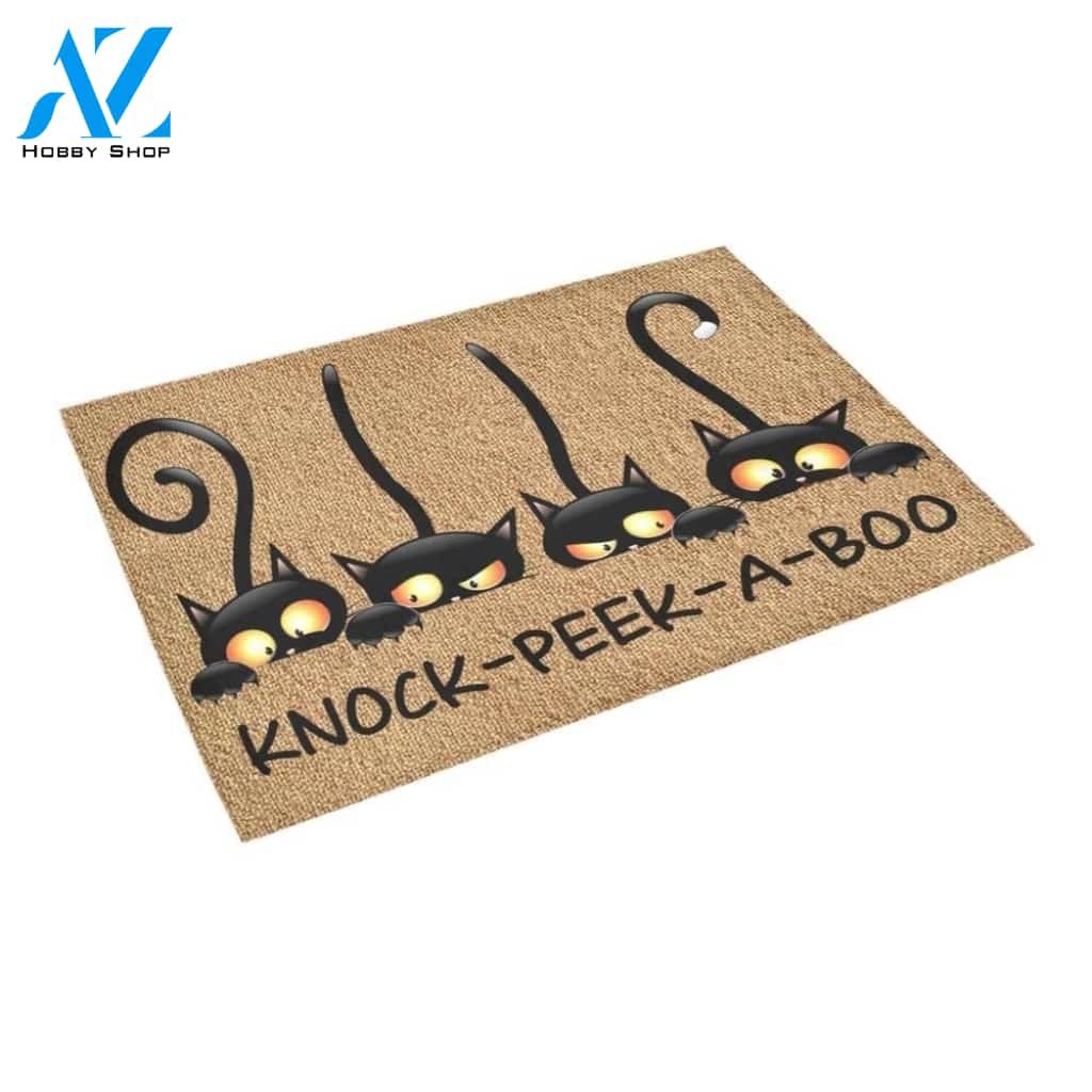 Knock Peek A Boo Cat Printed Doormat Home Decor