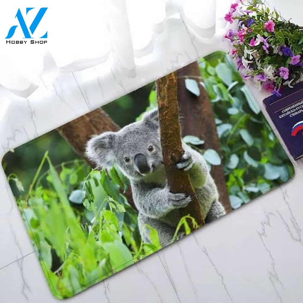 Koala Bear In The Zoo Doormat Indoor and Outdoor Mat Entrance Rug Sweet Home Decor Housewarming Gift Gift for Koala Lovers Wildlife Animals Lovers