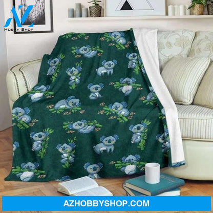 Koala Blue Throw Sherpa Fleece Blanket Lightweight Soft