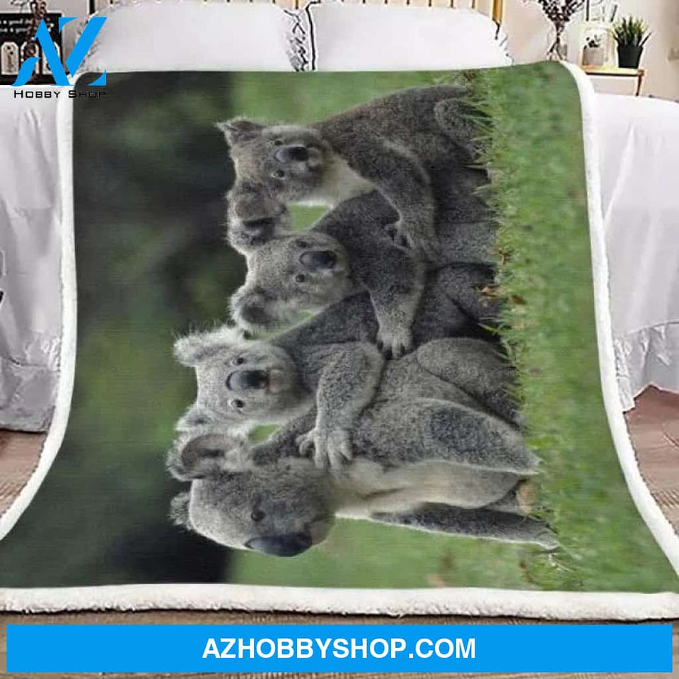 Koala Famil Throw Sherpa Fleece Blanket Lightweight Soft