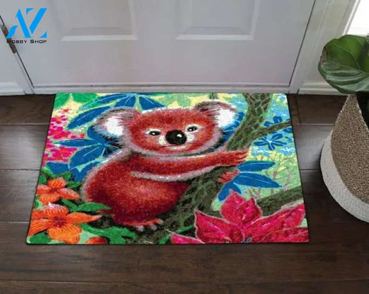 Koala in Colorful Doormat Indoor and Outdoor Mat Entrance Rug Sweet Home Decor Housewarming Gift Gift for Koala Lovers Wildlife Animals Lovers