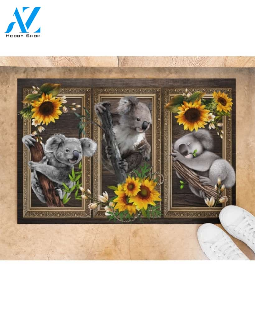 Koala Lovely Sunflowers Indoor And Outdoor Doormat Gift For Koala Lovers Birthday Gift Decor Warm House Gift Welcome Mat