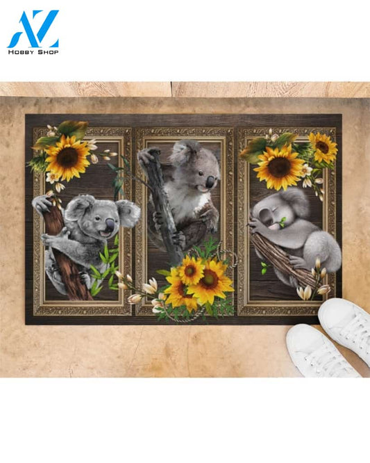 Koala Lovely Sunflowers Indoor And Outdoor Doormat Gift For Koala Lovers Birthday Gift Decor Warm House Gift Welcome Mat