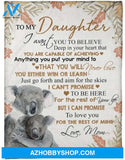 Koala My Daughter Ill Love You For The Rest Of Mine Sherpa Fleece Blanket YK FUCT Throw Blanket