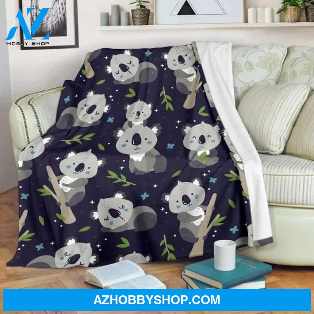Koala Pattern 4 Throw Sherpa Fleece Blanket Lightweight Soft