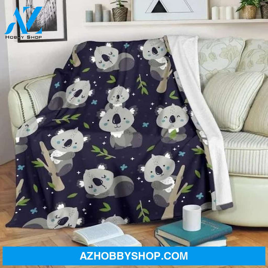 Koala Pattern 4 Throw Sherpa Fleece Blanket Lightweight Soft