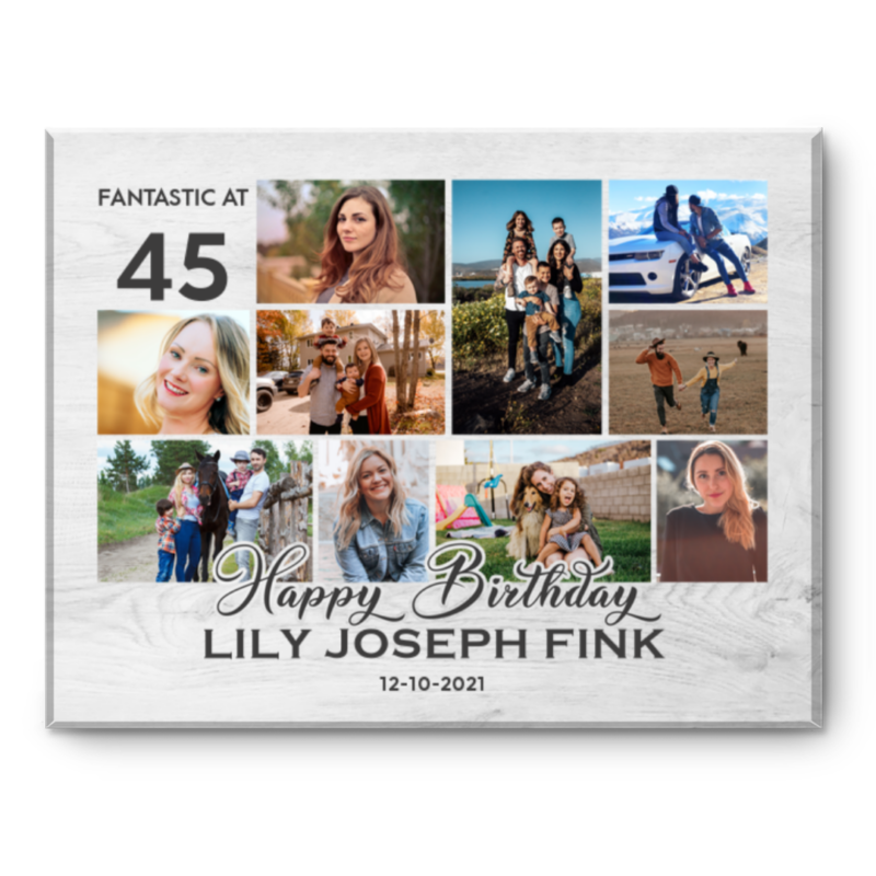 45th Birthday Photo Collage Canvas Print, 45th Birthday Gift