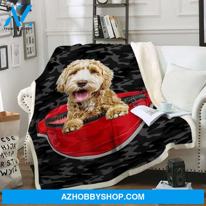 Labradoodle And Bag Cute Funny Blanket Gift For Dog Lovers Birthday Gift Home Decor Bedding Couch Sofa Soft and Comfy Cozy