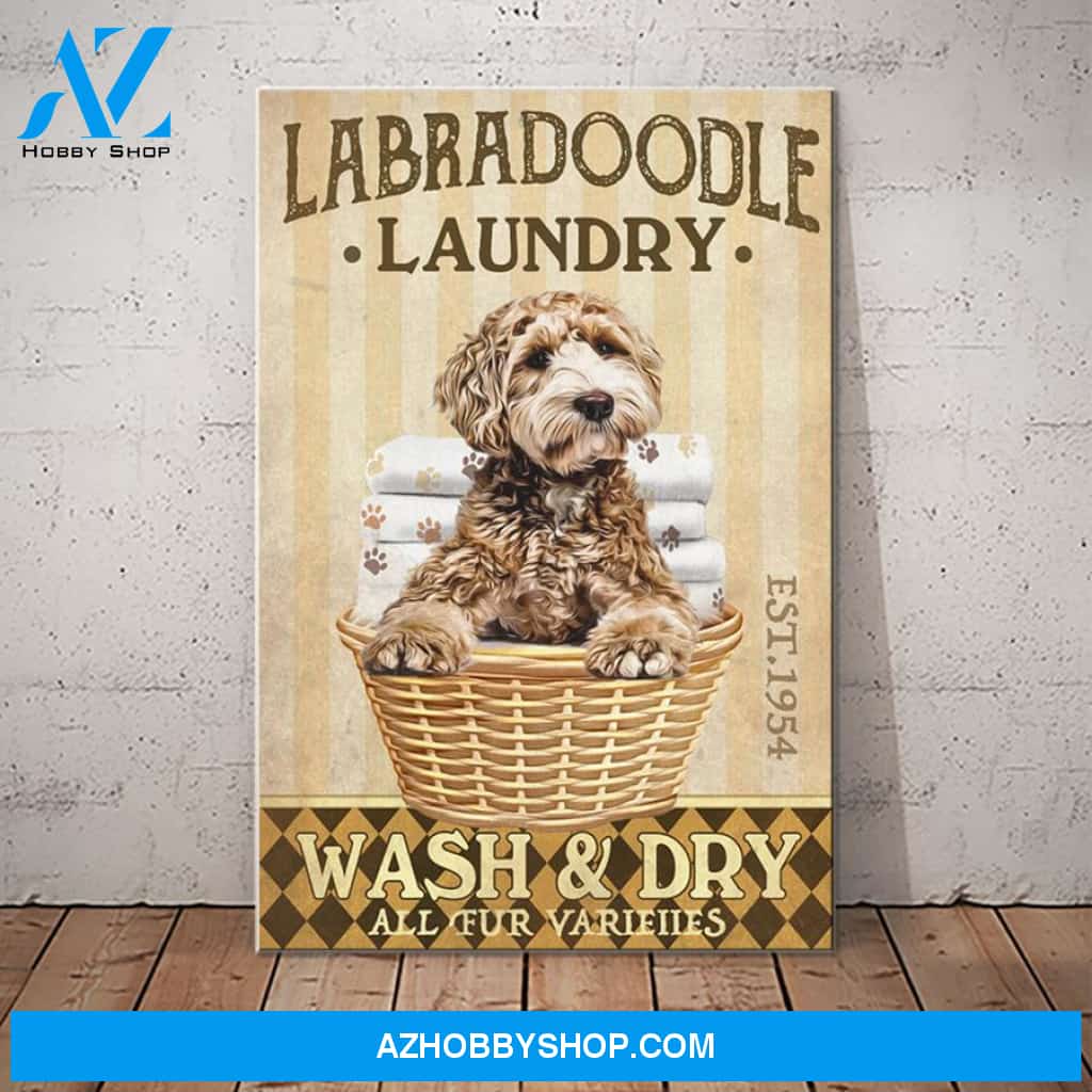 Labradoodle Dog Laundry Canvas Wall Art, Wall Decor Visual Art