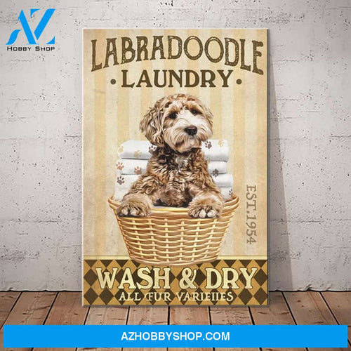 Labradoodle Dog Laundry Canvas Wall Art, Wall Decor Visual Art