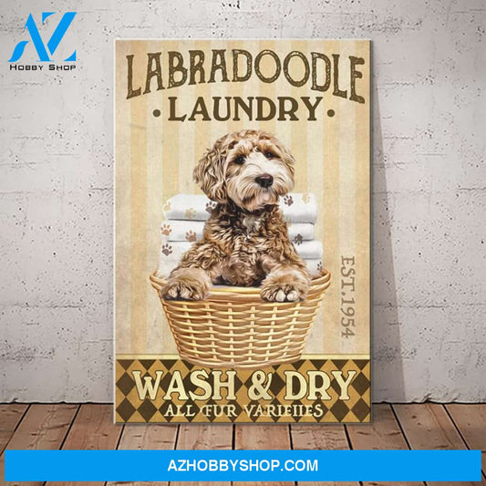 Labradoodle Dog Laundry Canvas Wall Art, Wall Decor Visual Art