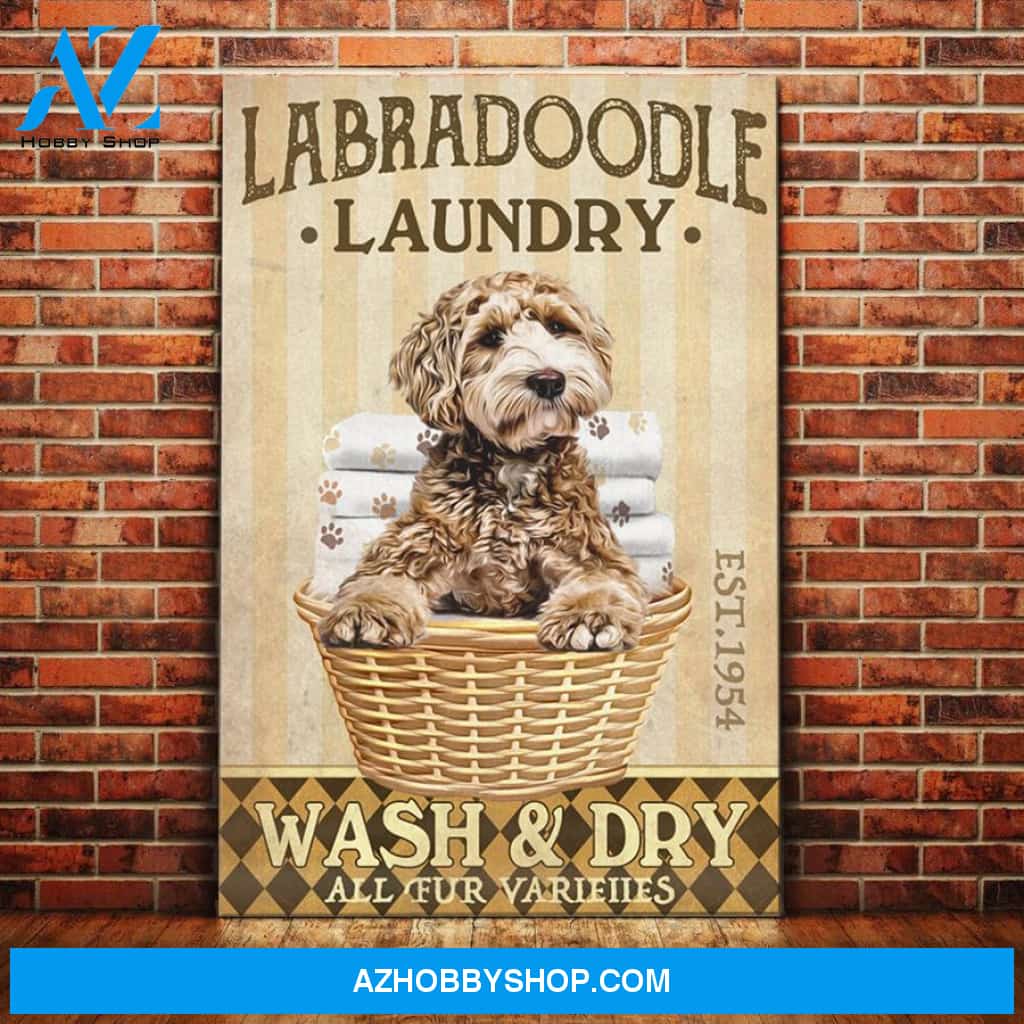 Labradoodle Dog Laundry Canvas Wall Art, Wall Decor Visual Art