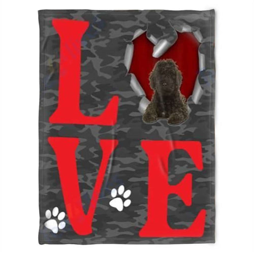 Labradoodle Dog Love Valentine's Day Fleece Blanket Home Decor Bedding Couch Sofa Soft And Comfy Cozy