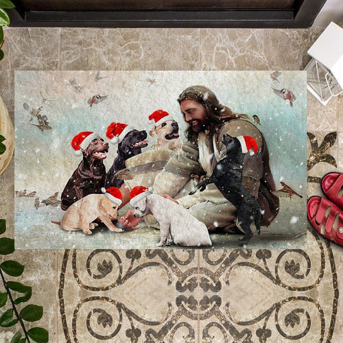 Jesus Surrounded By Labradors Doormat