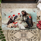 Jesus Surrounded By Labradors Doormat