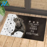 Labrador Black Doormat, Kisses Fix Everything Doormat, Dog Welcome Mat, Funny Welcome Mats for Dogs Lovers