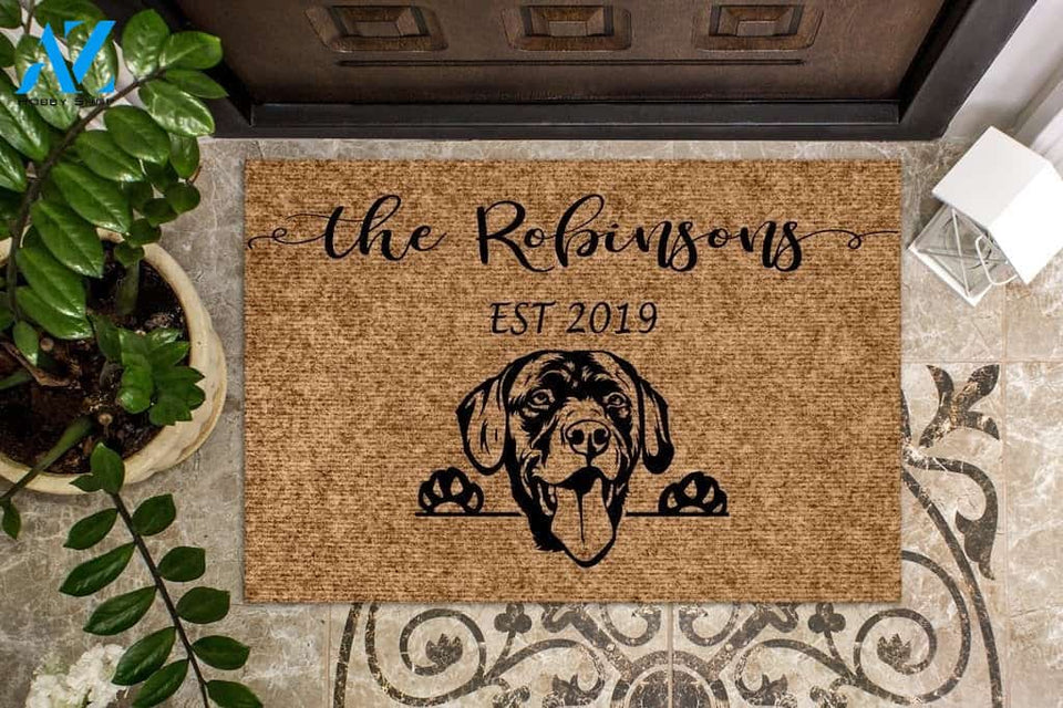 Labrador Dog Funny Dog Custom Name & Year Doormat