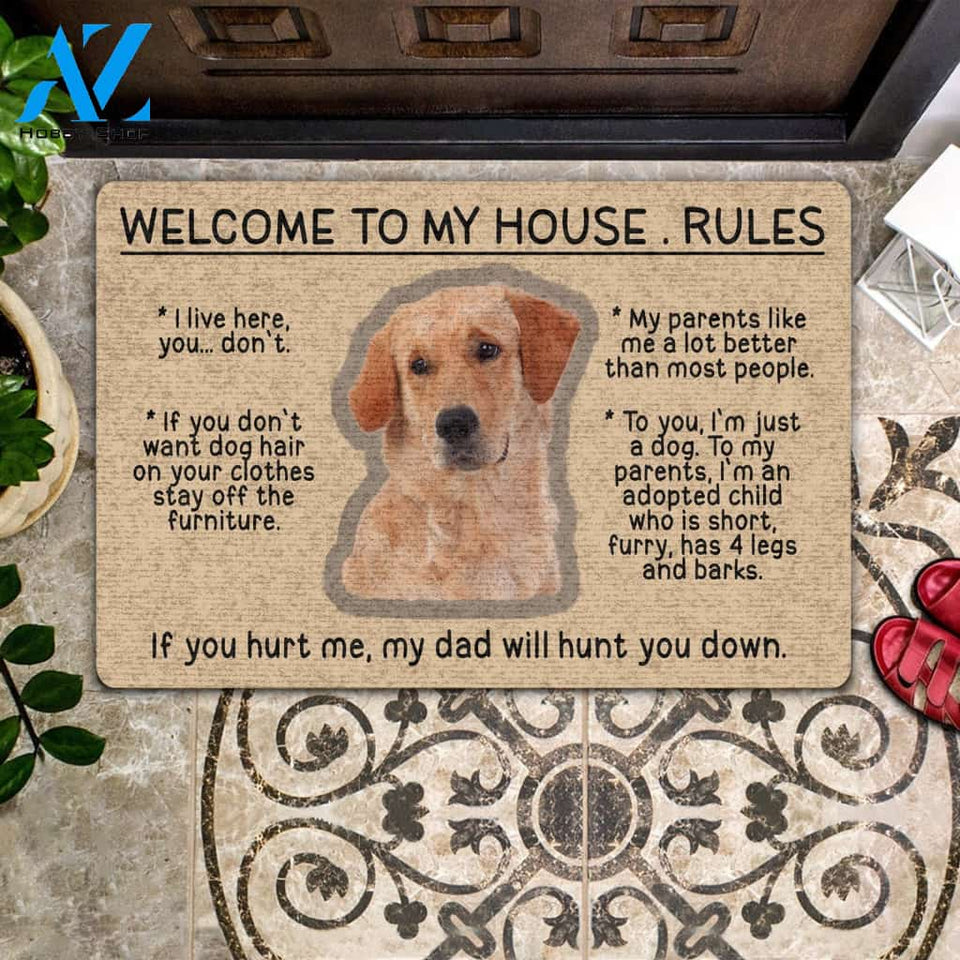Labrador Doormat Welcome To My House Rules | Welcome Mat | House Warming Gift | Christmas Gift Decor