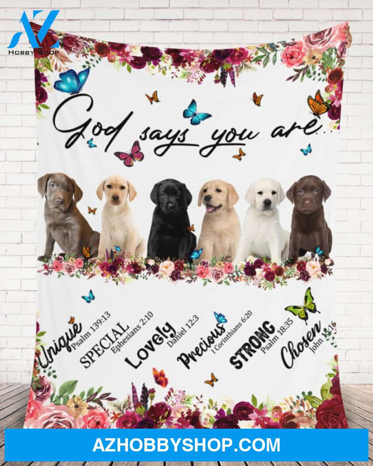 Labrador - God Says You Are - Floral Butterflies Blanket Gift for Dog Lovers Birthday Gift Home Decor Bedding Couch Sofa Soft and Comfy Cozy