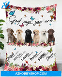 Labrador - God Says You Are - Floral Butterflies Blanket Gift for Dog Lovers Birthday Gift Home Decor Bedding Couch Sofa Soft and Comfy Cozy