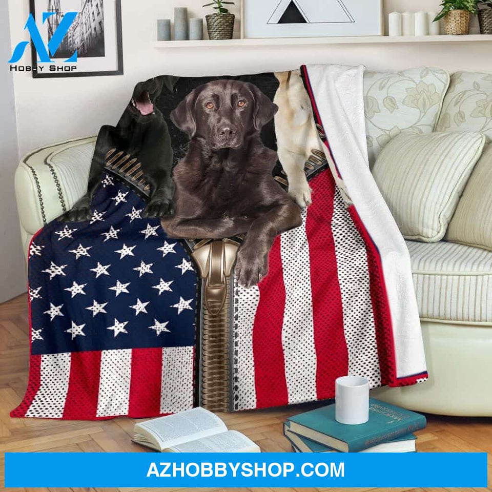 Labrador Retriever American Zipper Fleece Blanket