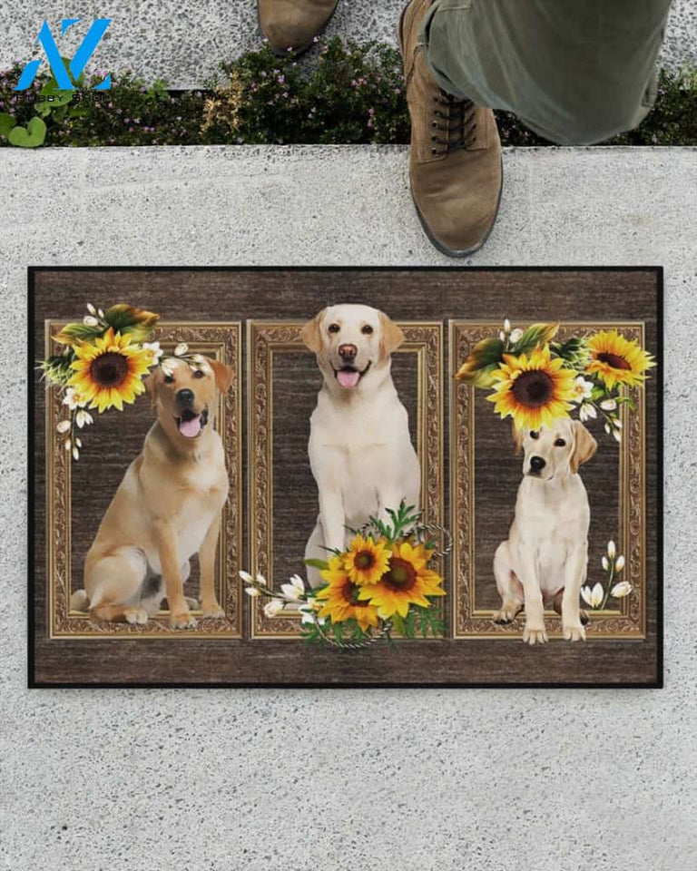 Labrador Retriever Dog And Sunflowers Doormat Welcome Mat Housewarming Gift Home Decor Funny Doormat Best Gift Idea For Dog Lovers