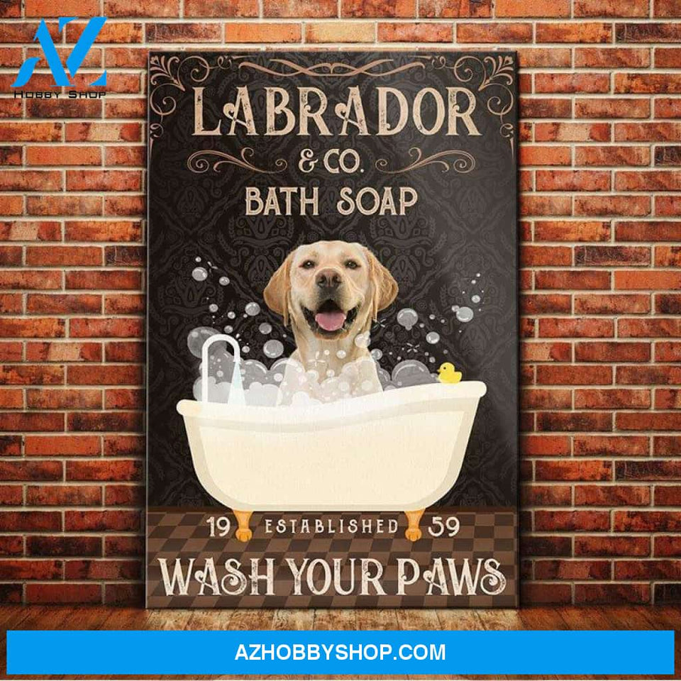 Labrador Retriever Dog Bath Soap Company Canvas Wall Art, Wall Decor Visual Art