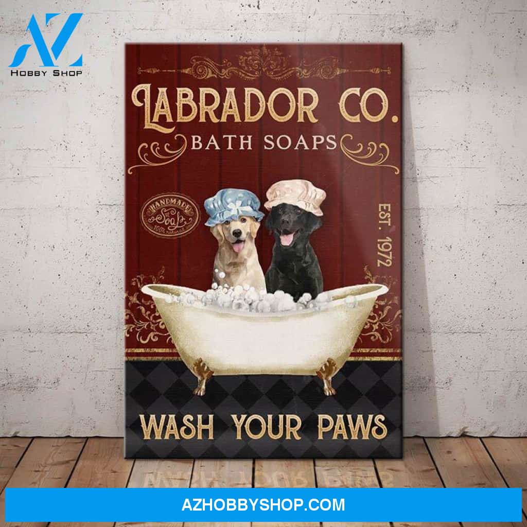 Labrador Retriever Dog Bath Soap Company Canvas Wall Art, Wall Decor Visual Art