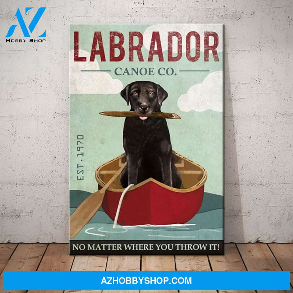 Labrador Retriever Dog Canoe Company Canvas Wall Art, Wall Decor Visual Art