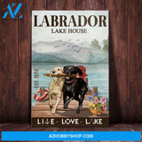 Labrador Retriever Dog Lake House Canvas Wall Art, Wall Decor Visual Art